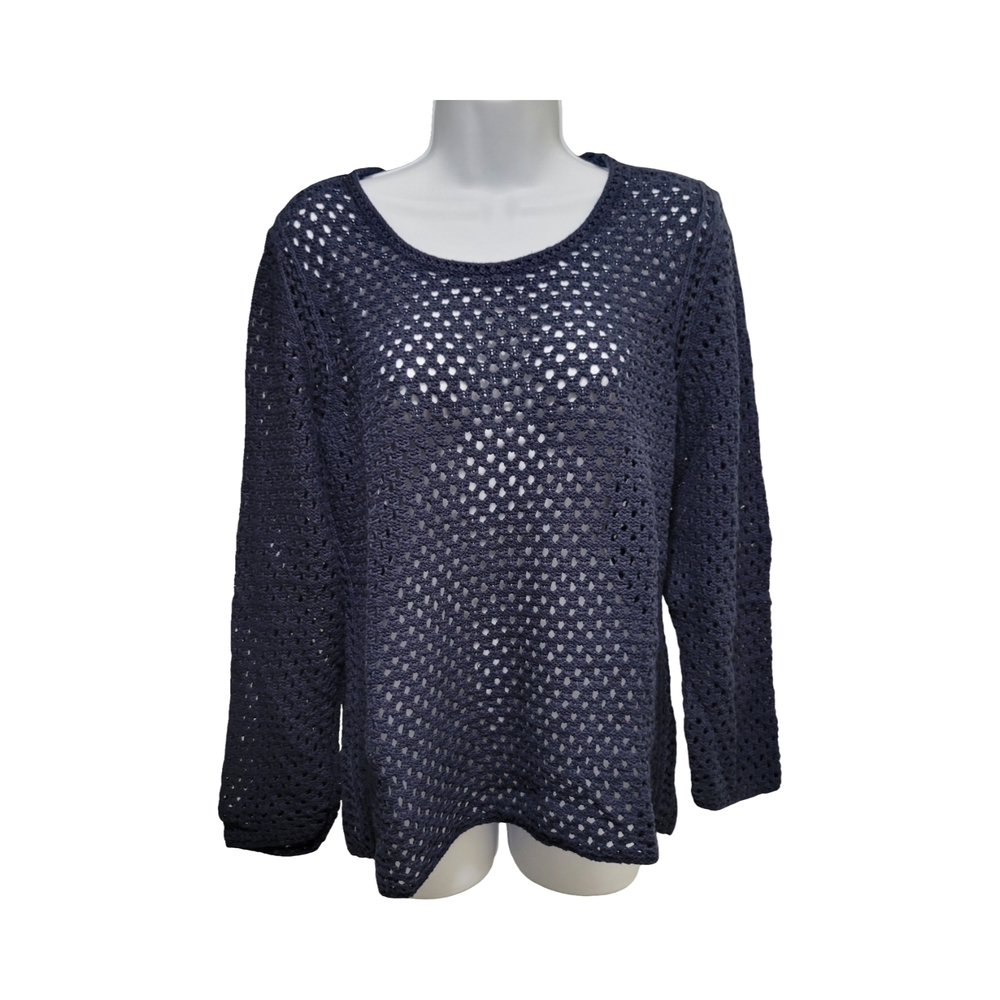 Alfani Dark Blue Open-Knit Top